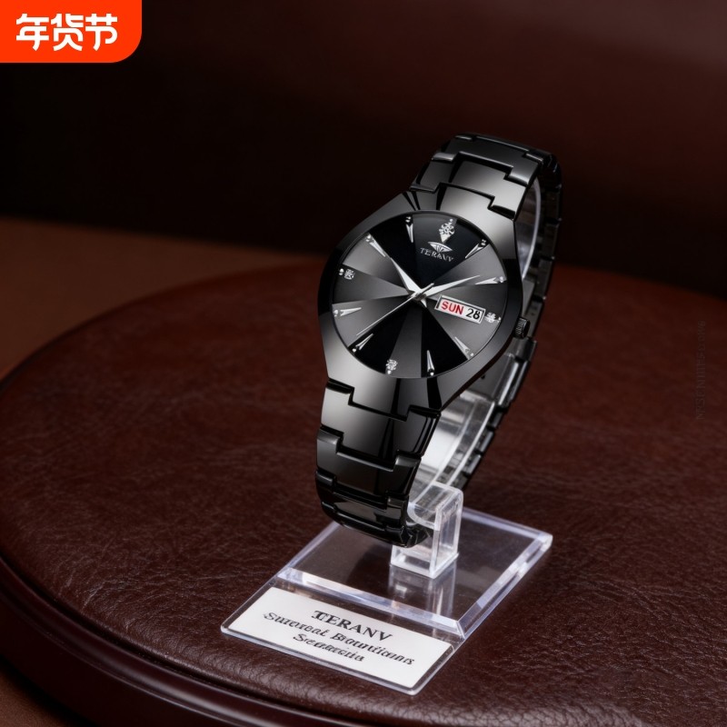手表男款机械风全自动防水高级感全自动男表数字双日历防水腕表男