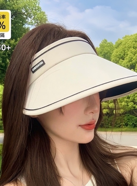 夏季薄帽子女遮阳防晒2026新款空顶凉帽夏天户外太阳帽大帽檐黑色