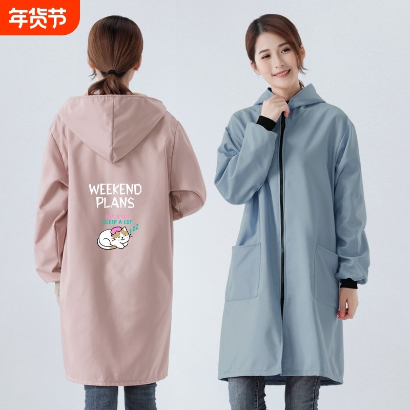 冬季加绒加厚罩衣女新款成人防水时尚长袖工作服外套厨房做饭围裙,家庭/个人清洁工具,围裙,淘宝优惠券,粉丝福利购,淘宝优惠卷