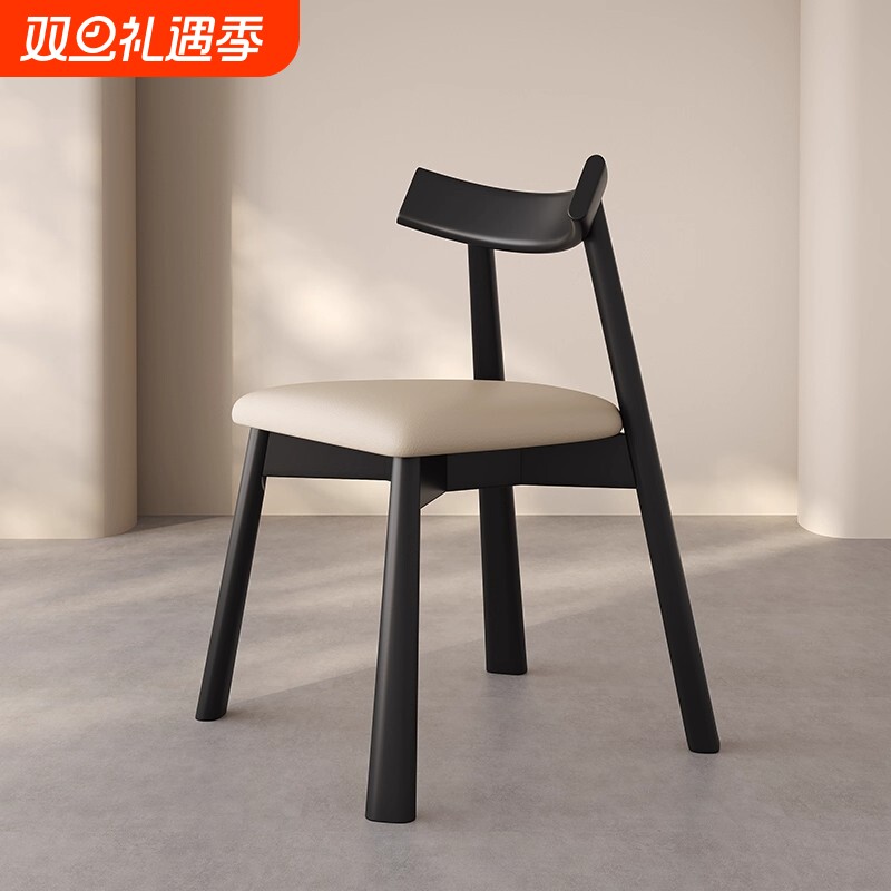 实木餐椅家用法式复古靠背椅子餐厅高级感中古风餐桌椅凳书房结实