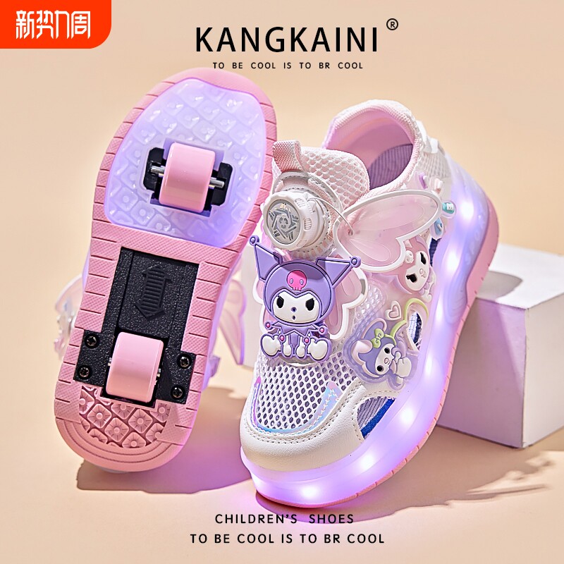 女童暴走鞋2026新款春夏季单网儿童发光亮灯轮滑鞋爆走鞋四轮滑轮