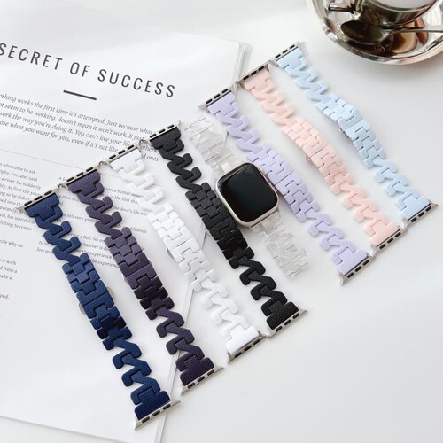 适用苹果iwatchS11/S10手表带SE3/2/1智能手表表带Ultra3/2/1Z型皮纹表带简约创意小众女男