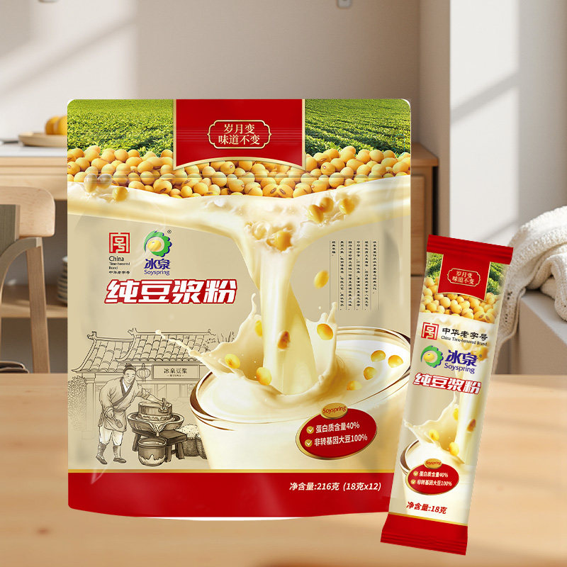 冰泉纯豆浆粉216g+18g即食速食冲泡营养早餐高蛋白