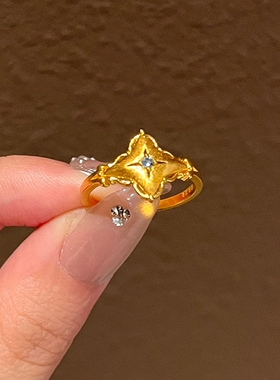 意大利老钱风黄金色拉丝四芒星