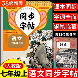 2025七年级语文字帖上册同步练字帖人教版每日一练初中生专用初一7年级上楷书临摹练习本衡水体英语写字课课练下册下T作文书法阅读