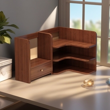 实木桌面书架转角置物架书桌收纳架学生家用简易办公桌上储物书柜