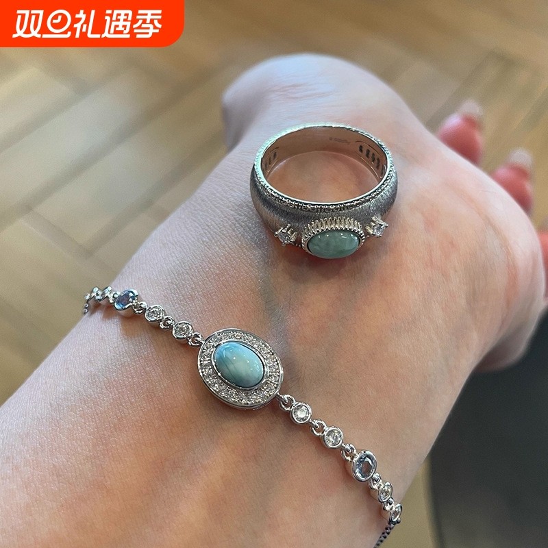 清冷感椭圆形海纹石泡泡钻手链轻奢高级感时尚简约气质手饰品新款