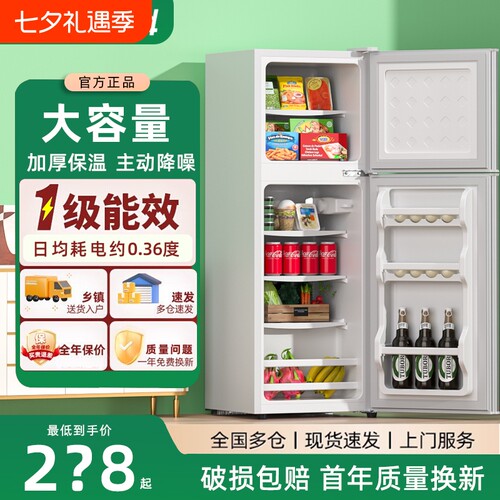 先科双门小冰箱家用一级节能小型租房用冷藏省电冰箱保鲜冷冻直冷