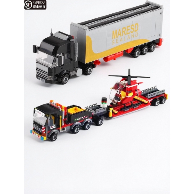 兼容乐高城市挖土机运输工程货车大卡车拼装汽车积木模型儿童玩具