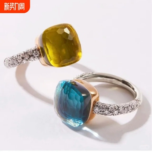 手可摘星辰柠蓝cp戒指时尚 百搭精致潮流精致设计情侣对戒纪念指环