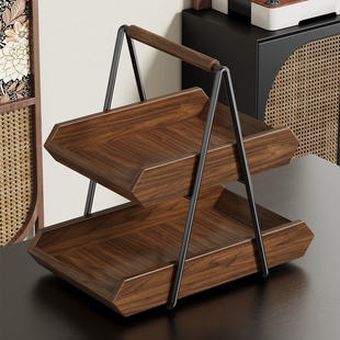 实木零食置物架餐桌上客厅水杯架子厨房台面杯子收纳架多层整理架