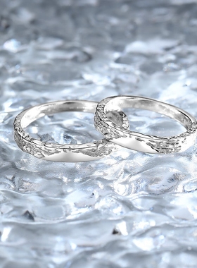 冰川999足银情侣戒指如初一对小众设计闭口纯银自律对戒可刻字