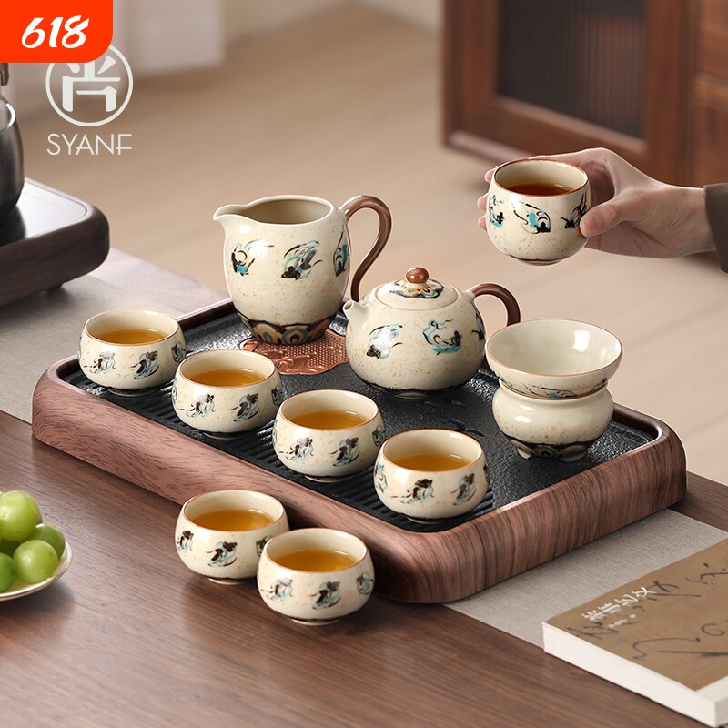 2026新款汝窑茶具套装高档轻奢敦煌飞天功夫泡茶器具喝茶茶具整套
