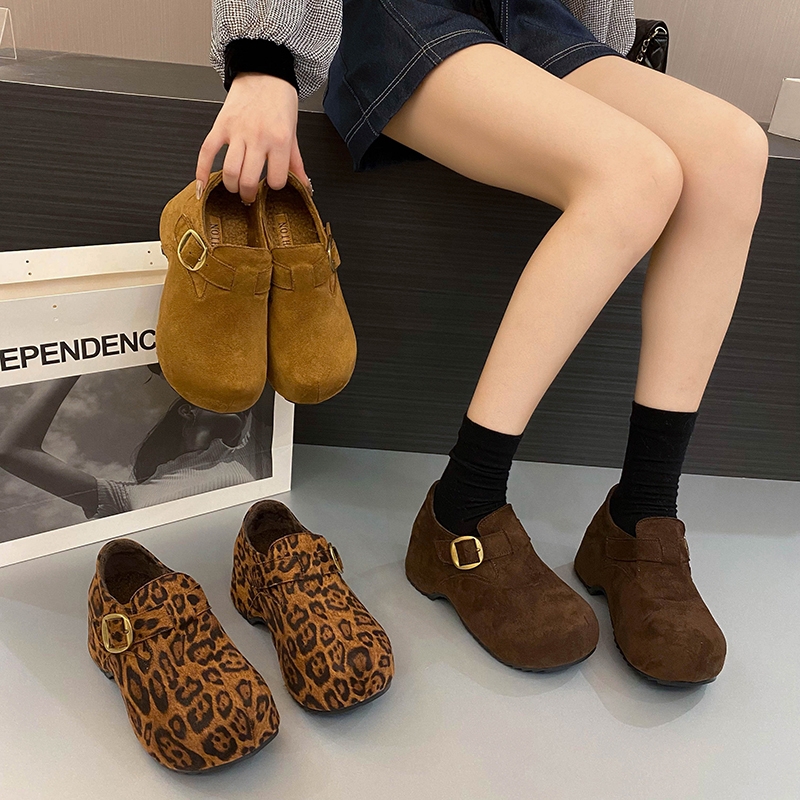 复古内增高厚底勃肯鞋女2025新款秋冬加绒懒人一脚蹬全包博肯棉鞋