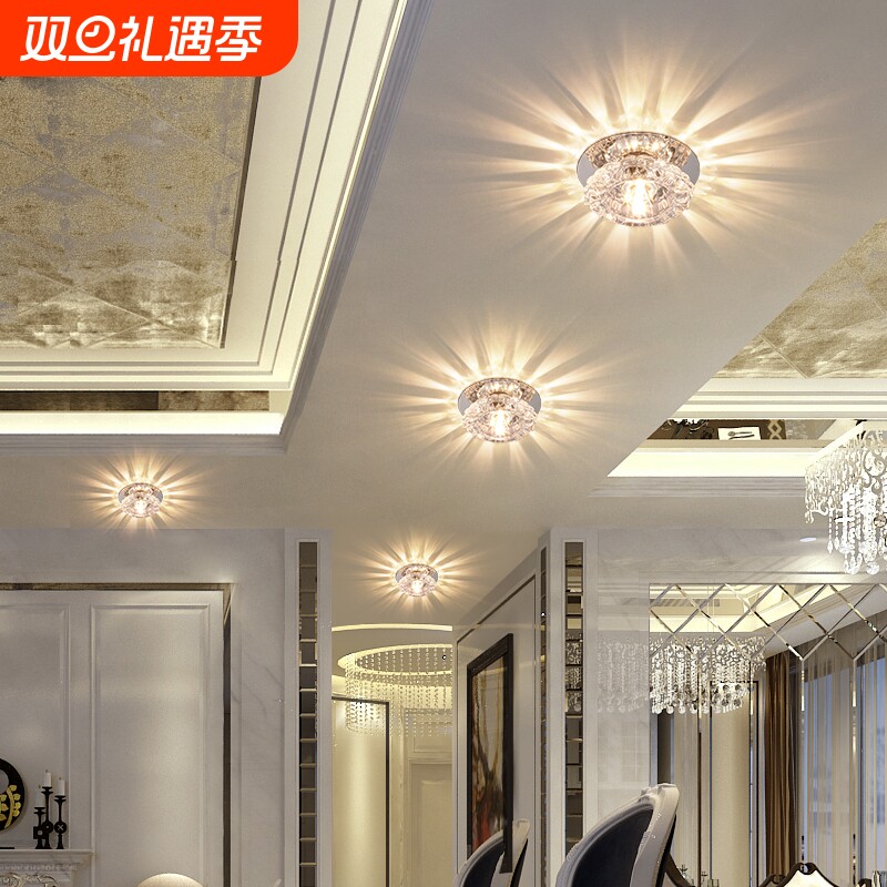 LED水晶过道灯明装走廊灯玄关灯天花灯射灯嵌入式筒灯牛眼灯孔灯
