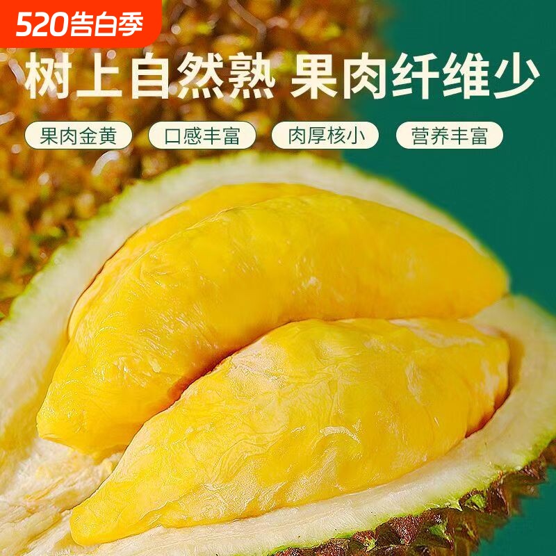 泰国进口猫山王榴莲肉有核无壳冷冻袋装A级果榴莲果肉榴莲肉