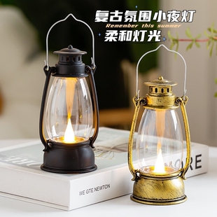 源头工厂复古小夜灯迷你仿真火焰 LED氛围摆件露营装饰灯现货批发
