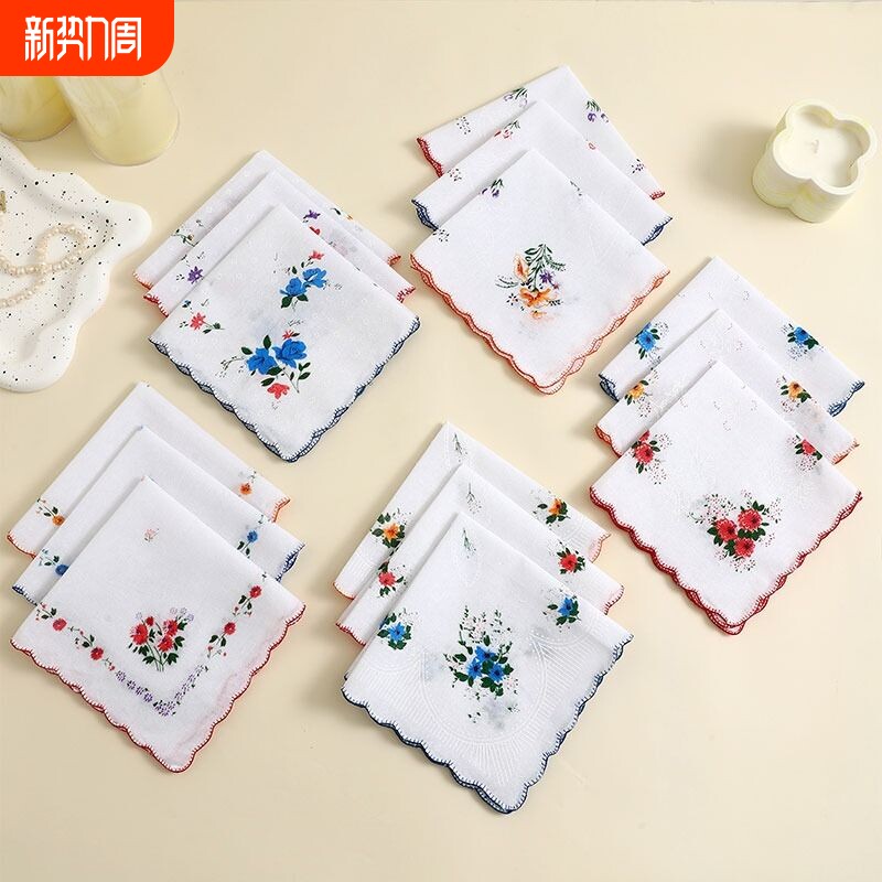 女士纯棉男女手帕纯女小方巾擦汗古风随身吸汗老式薄款纯棉手绢布