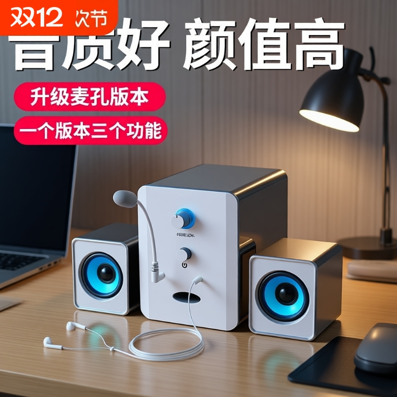 赛达台式音响有线连接