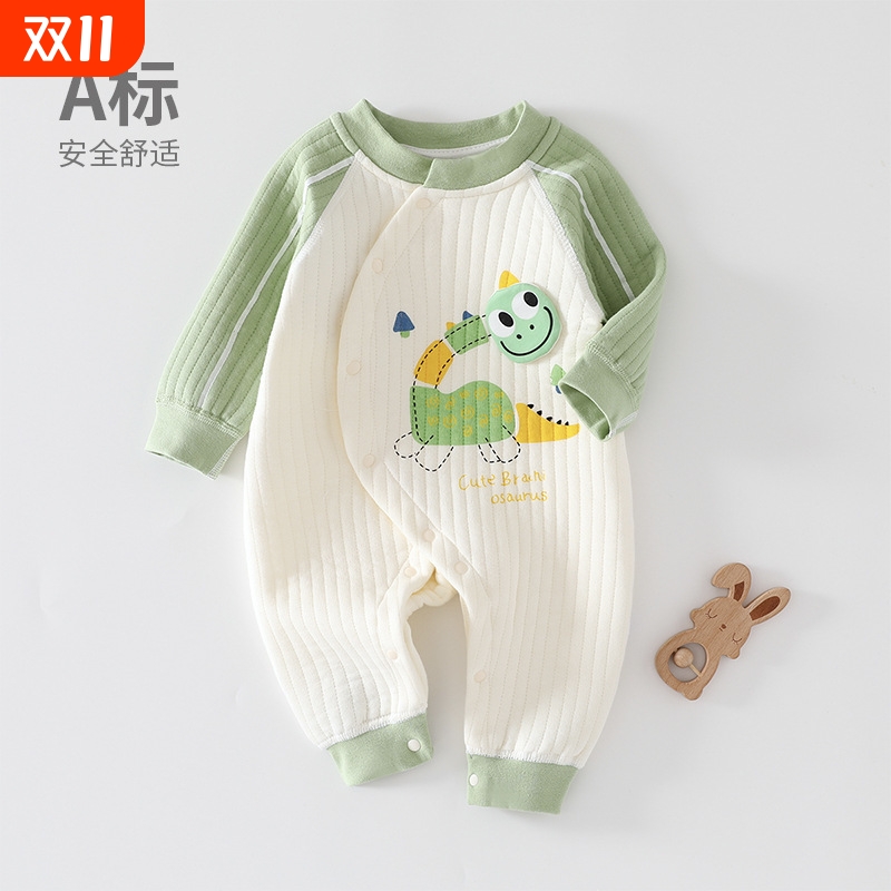 婴儿衣服秋冬款夹棉保暖长袖新生儿衣服宝宝哈衣爬服幼儿秋季秋装