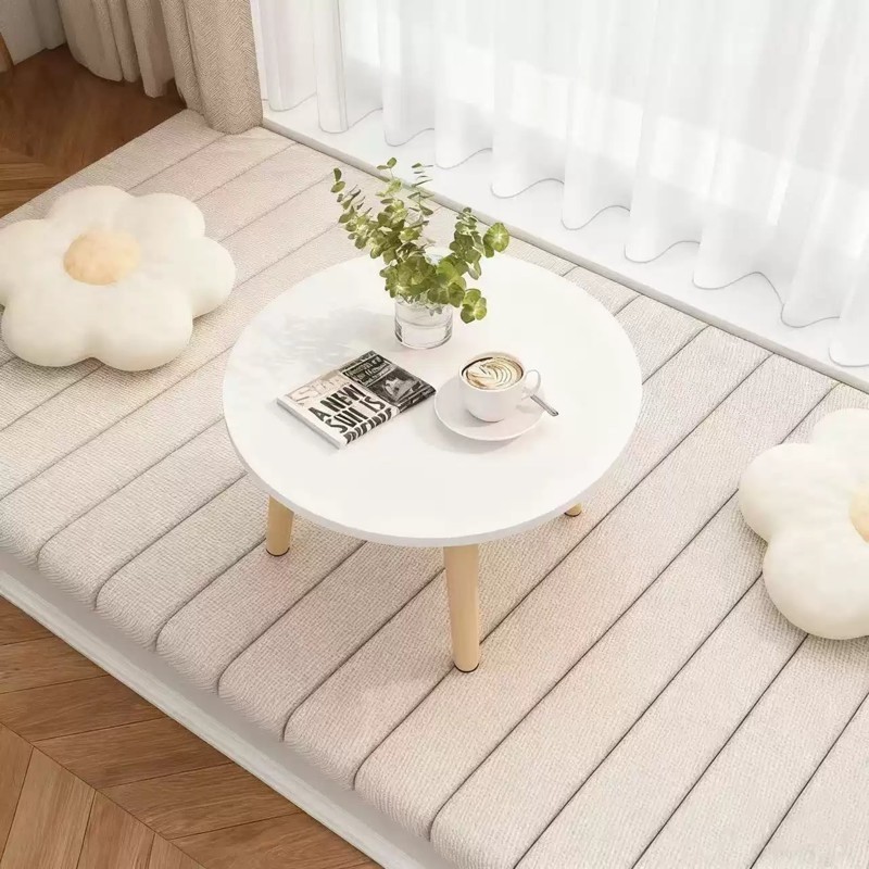 奶油风飘窗茶几飘窗桌可移动收纳小边几卧室阳台榻榻米圆形小桌子