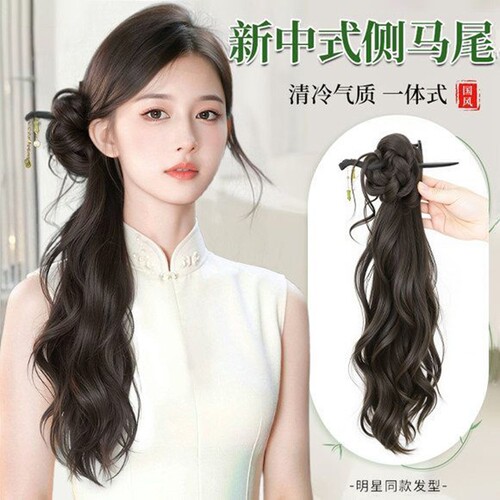 假发新中式抓夹古风汉服古装马尾