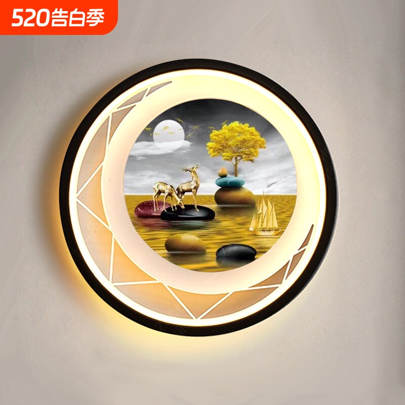 2026新款壁灯卧室床头灯客厅背景墙中式壁画灯楼梯创意装饰房间灯