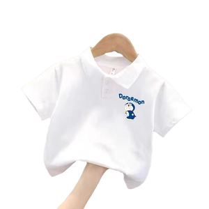 男女童短袖Polo衫新款白色儿童夏季纯棉t恤宝宝白色卡通体恤上衣