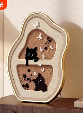 奶油风餐厅桌面摆画治愈系客厅装饰画摆件房间卧室床头柜墙壁挂画