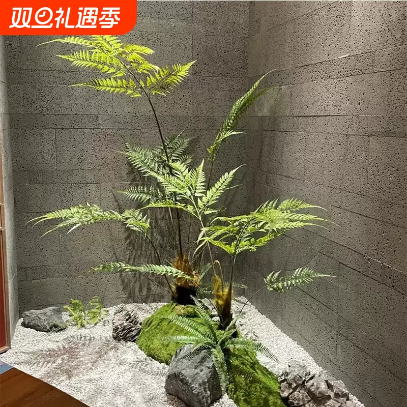 仿真蕨类植物造景金丝蕨盆栽禅意仿生绿植室内猴头蕨装饰摆件落地