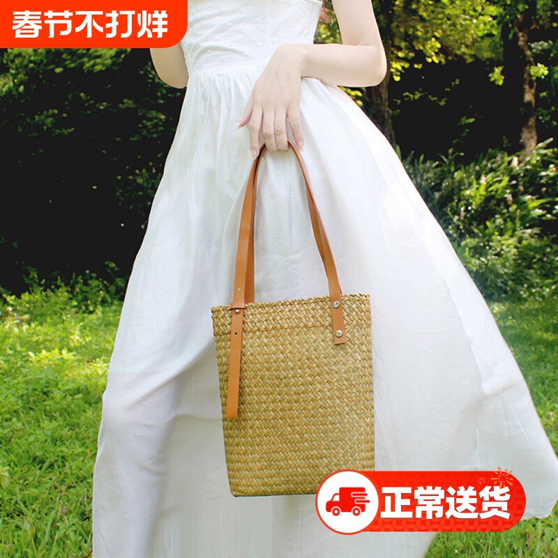 草编包度假风夏天编织包包女大容量女学生单肩手提休闲法式托特包