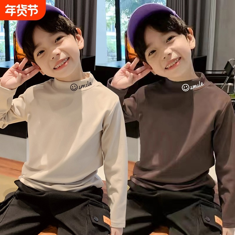 男童德绒打底衫2025冬装新款儿童中大童秋冬款半高领长袖T恤上衣,童装/婴儿装/亲子装,T恤,淘宝优惠券,粉丝福利购,淘宝优惠卷