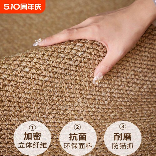 仿亚麻剑麻地毯客厅防猫抓专用原木风卧室榻榻米地垫免洗可擦垫子