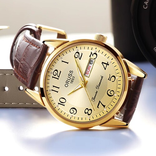 外贸手表大表盘石英表日历钢带男士手表时尚休闲男表跨境手表批发