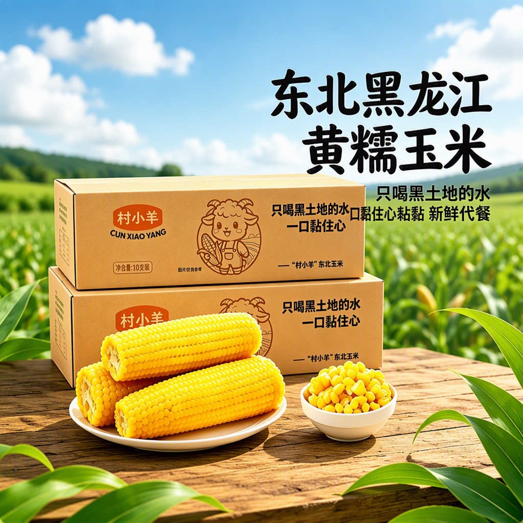 东北特产新鲜黄糯玉米10支装甜软糯真空装苞米非即食代餐多仓发货