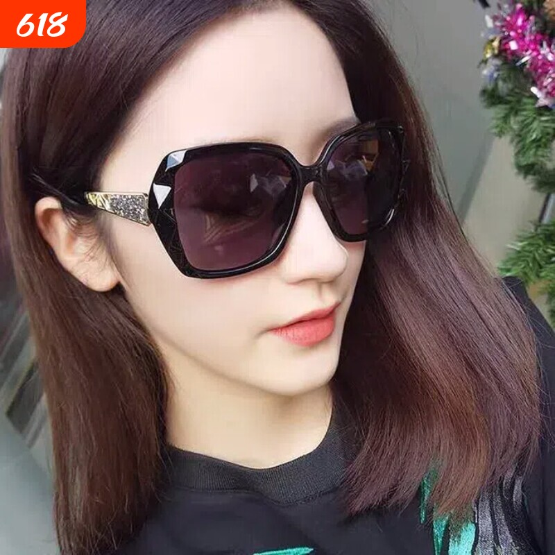 2025偏光墨镜女士新款大脸太阳眼镜高级感抗UV眼镜树脂黑色时尚