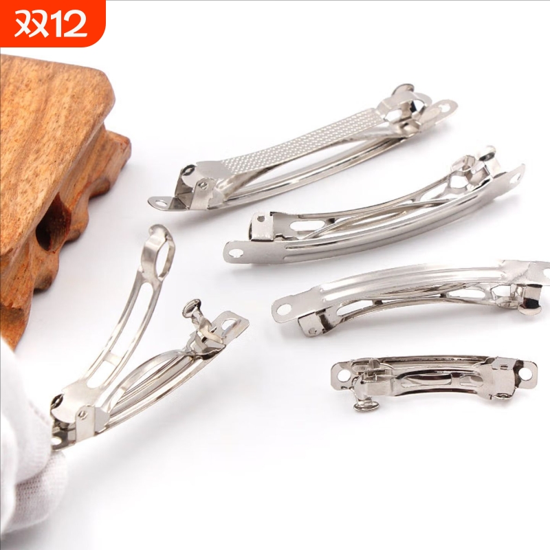 8cm带防滑皮套弹簧夹马尾夹镂空三片式diy网红蝴蝶结头饰发卡材料