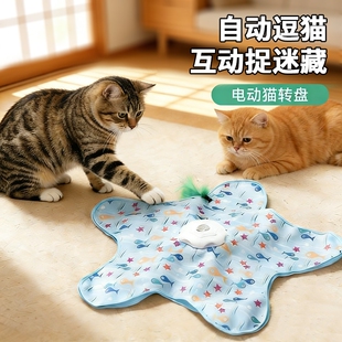 猫咪捕猎罩玩具自动转盘逗猫棒宠物游戏罩互动解闷羽毛猫玩具电动