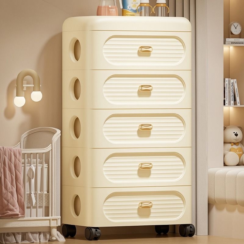 收纳柜抽屉式收纳箱带轮客厅零食储物柜卧室床头柜玩具衣服简易