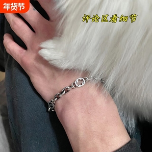 互扣式经典复古做旧双字母手链男女潮流百搭手饰情人节礼物