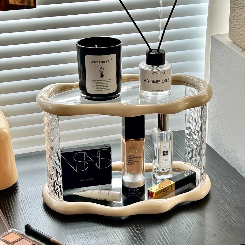 桌面云朵置物架高级感亚克力化妆品香水整理收纳盒护肤品收纳架子