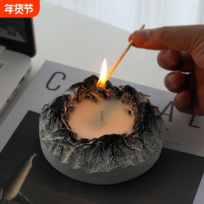 创意火山岩香薰蜡烛家用室内卧室持久熏香小众高级感浪漫香氛摆件