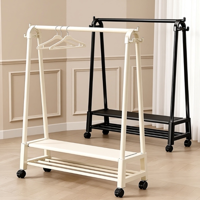 卧室双层落地衣帽架家用床边可移动挂衣架简易放衣服的神器晾衣架