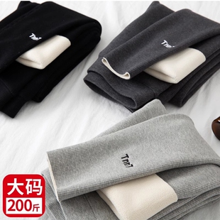 胖mm大码冬季潮加绒裤2025年新款女装套装秋冬款打底裤女裤子冬装