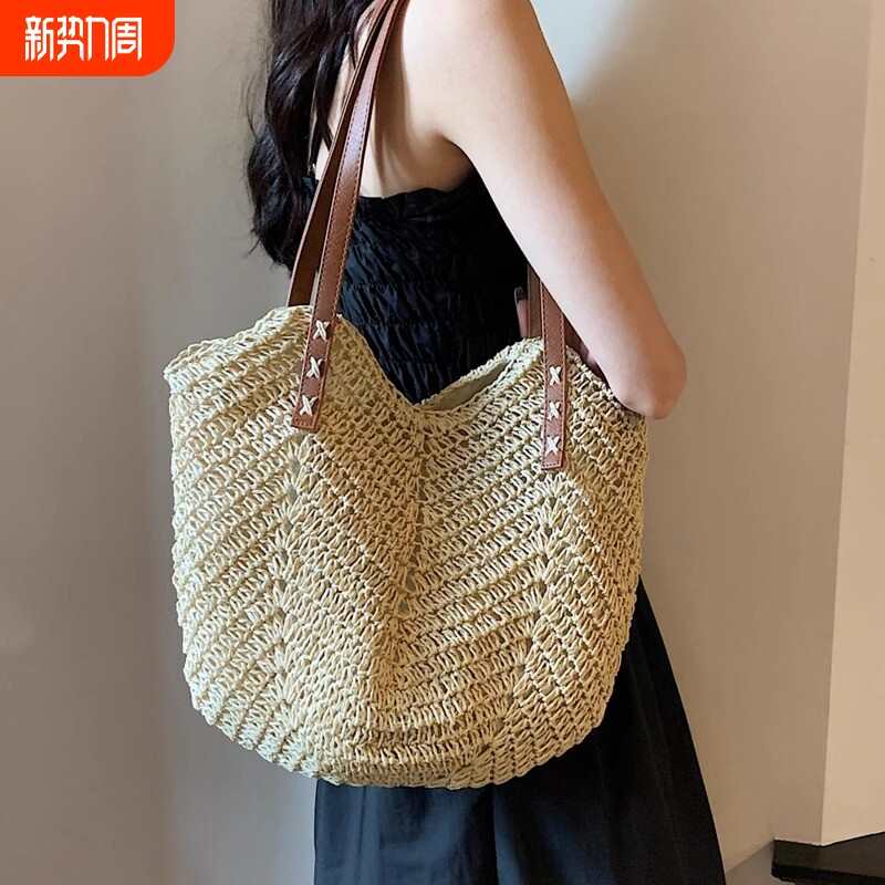 草编包包女2024新款海边度假沙滩编织包大容量单肩托特包肩包手工