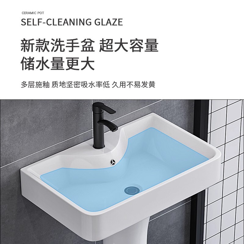 立柱盆一体洗手盆小户型卫生间立柱式洗脸盆阳台陶瓷洗漱台柜组合图片