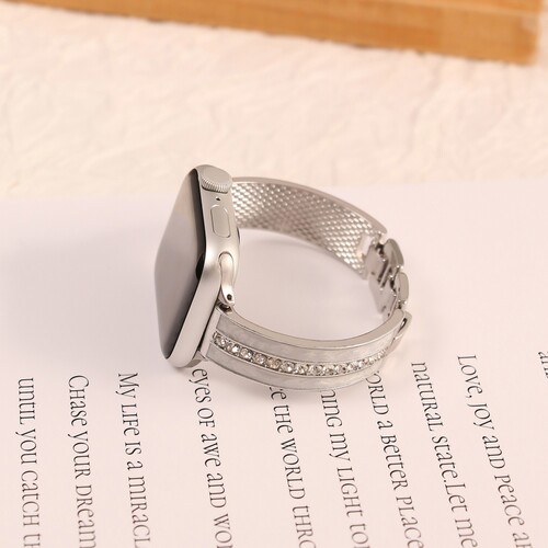 适用苹果iwatchS11/S10金属手表带SE/UItra3/2/1弯片滴胶手表带时尚精致女款S9/8/7轻奢