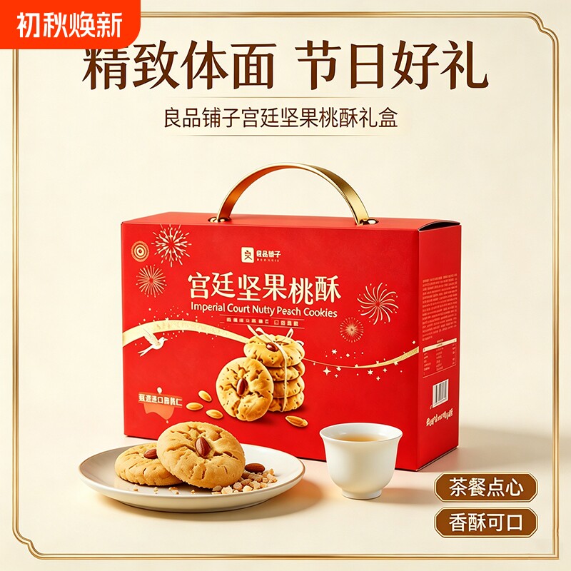 良品铺子坚果桃酥礼盒装800g传统糕点饼干酥脆饼中秋佳节送礼搭配