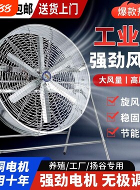 大功率工业扇风机工厂养殖通风机220V扬谷扇工业级吹风降温烧烤