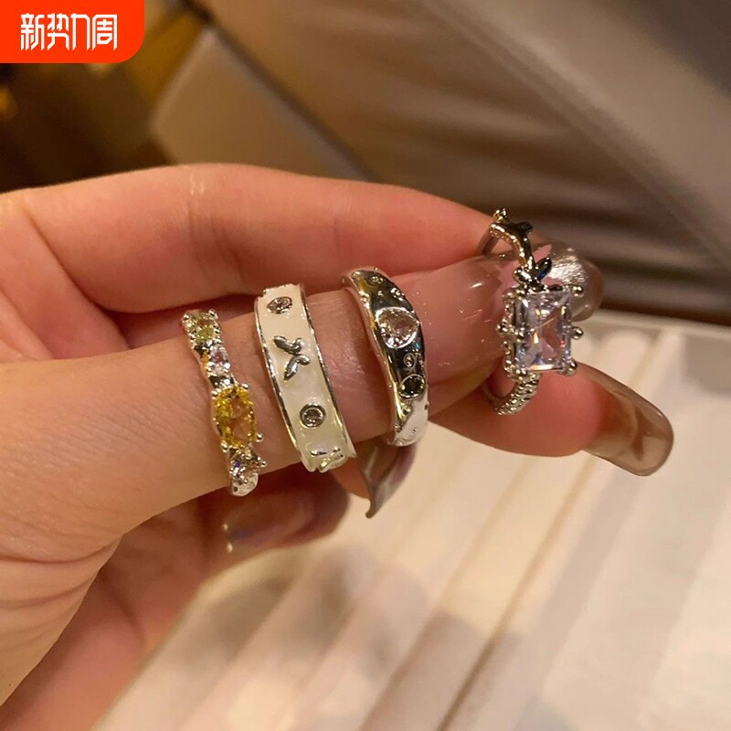 店主推荐戒指女小众设计时尚个性ins指环轻奢高级感食指戒女锆石